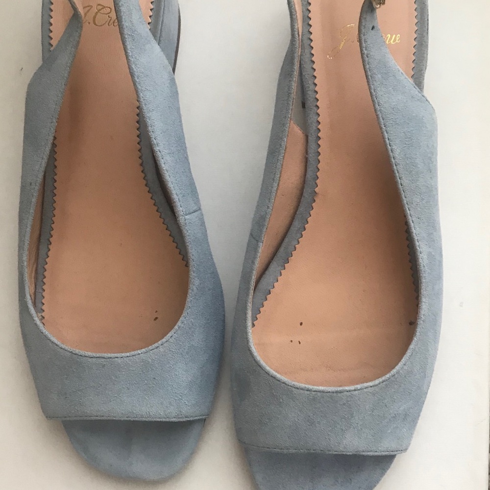 J crew light blue peep toe shoes